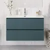 BelBagno UNO-1000-2C-SO-AO База под раковину подвесная с фрезерованными ручками по всей длине фасада с двумя выкатн. ящ., Голубой Матовый, 1000x455x608