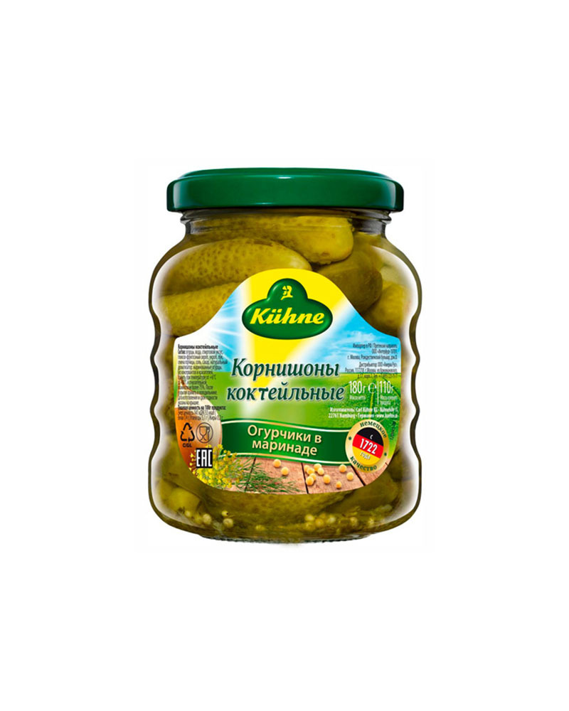 Корнишоны Kuhne коктейльные 180гр