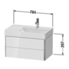 Duravit XSquare XS416902222 Тумба подвесная под раковину # 234980 (раковина справа), 2 ящика, 397x784x460мм, цвет White High Gloss