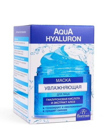 Floresan AQUA HYALURON Маска для лица увлажняющая с экстрактом алоэ,150мл (Ф-400)