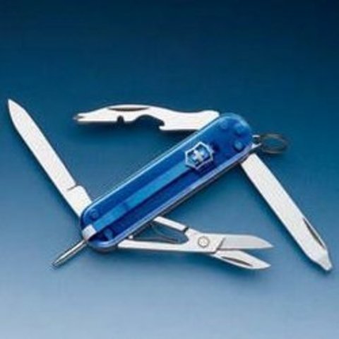 Нож-брелок Victorinox Manager, 58 mm, Translucent Blue (0.6365.T2)