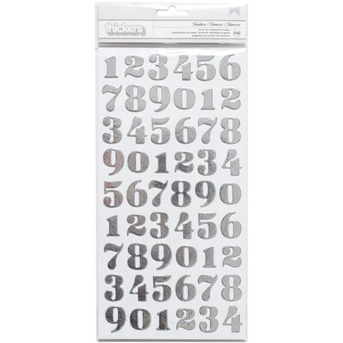 Чипборд с цифрами 15*30см -DIY Shop 3 Thickers Number Stickers-Silver Foiled Chipboard
