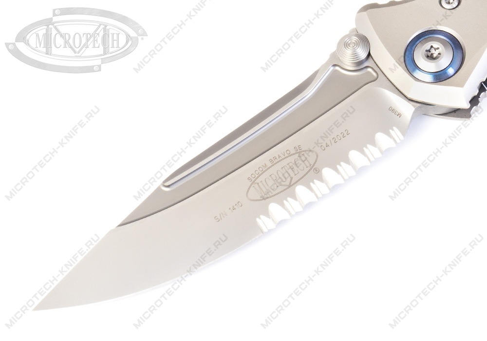 Нож Microtech Socom Bravo 260-8CFTI Single Partially Serrated Blue Collar