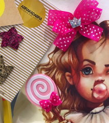 Футболка BUBBLE GUM PRINCESS с 4-я липучками: КОРОНА, БАНТИК, ЛЕДЕНЕЦ, СЕРДЦЕ или ЗВЕЗДОЧКА.