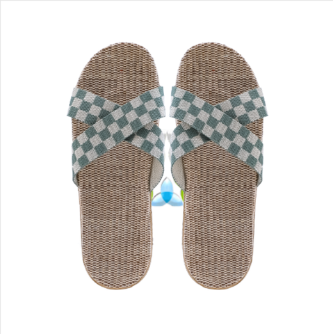 (1 PV) Kardli slippers（women) - Женские тапочки летние  р-р 39-40 (КРЕСТИК КЛЕТКА ЗЕЛЕНАЯ))