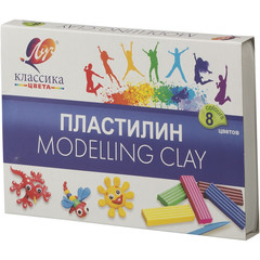Пластилин классический Луч Классика 8 цветов 160 г со стеком