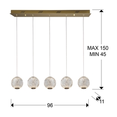 Линейный подвес Austral LED 5L золото