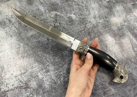 Нож Пластунский Донской, кованая 95Х18,  граб, мельхиор