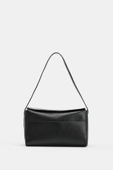 ZARA КОЖАНАЯ СУМКА НА ПЛЕЧО, ЧЕРНЫЙ