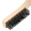 Щетка зачистная шестирядная, закаленная прямая проволока с деревянной ручкой Сибртех — фото 4