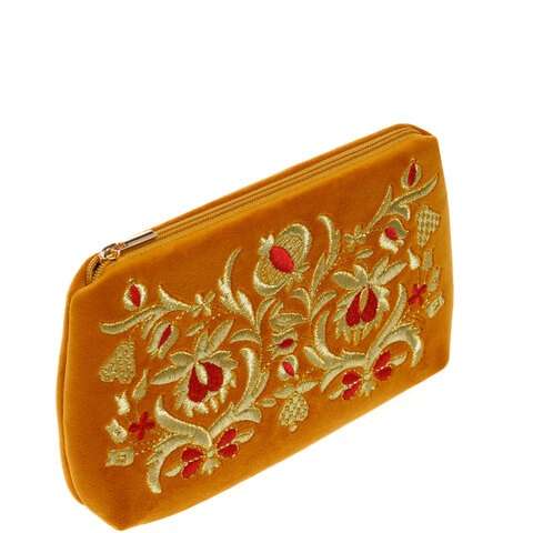 Косметичка «Райский сад» а11/30 горчичный / золото,шёлк
