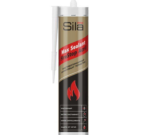 Купить Противопожарный акриловый герметик Sila PRO Max FireStop Acril, 280 мл (1уп - 12шт) недорого со склада в Хабаровске, Якутске, Владивостоке, Южно-Сахалинске, Благовещенске