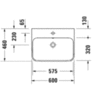 Duravit Happy D.2 Plus 2360500060 Раковина 500х400мм с переливом, без отв под смес, с креплением, выпуск с керам. покрытием цвет белый