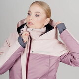Удлиненный прогулочный зимний костюм Парка Nordski Smoke Rose + Брюки Premium Black женский с лямками