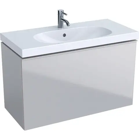Geberit Acanto 500.616.JL.2 Тумба под раковину, 89x53.5x41.6см, песчаный глянец / матовый песочно-серый, песчаный глянец / глянцевое стекло