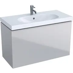 Geberit Acanto 500.616.JL.2 Тумба под раковину, 89x53.5x41.6см, песчаный глянец / матовый песочно-серый, песчаный глянец / глянцевое стекло фото