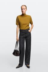 Massimo Dutti Джинсы средней посадки с широкими штанинами, темно-синий