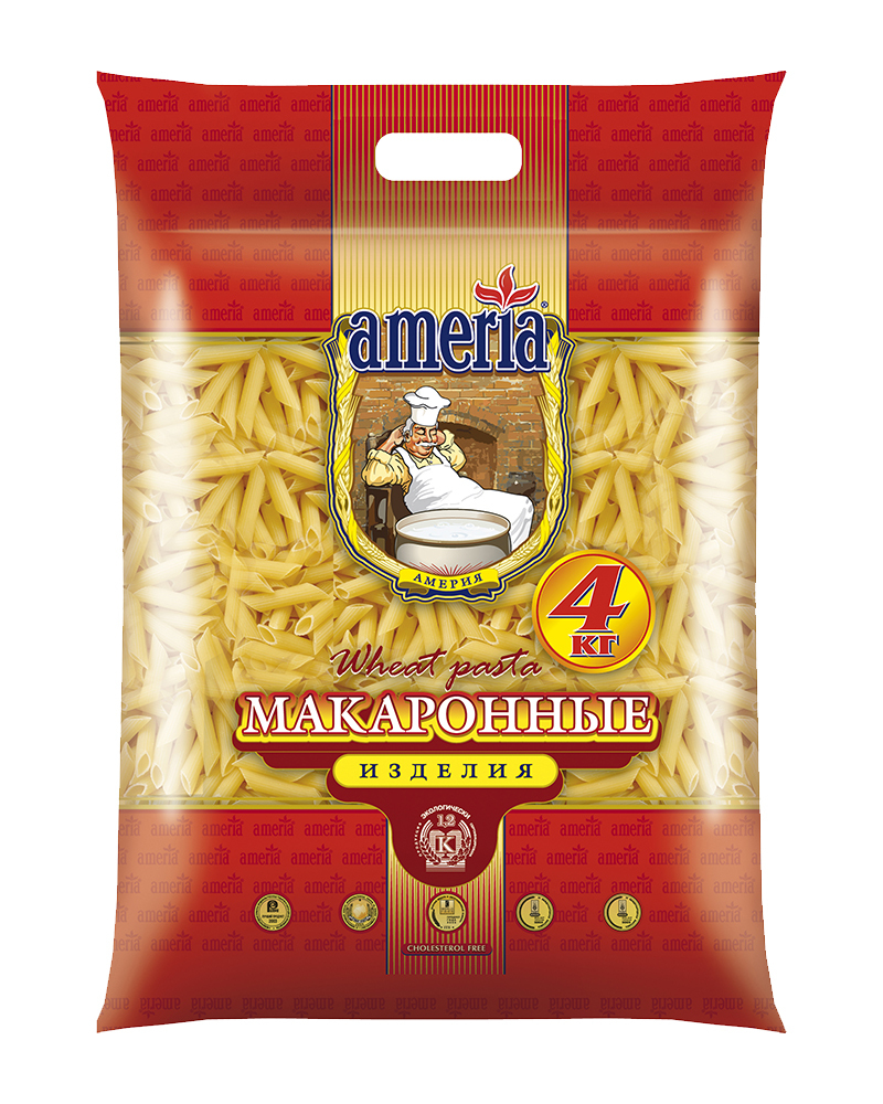 Макаронные изделия Америя Перья рифленые 4 кг.