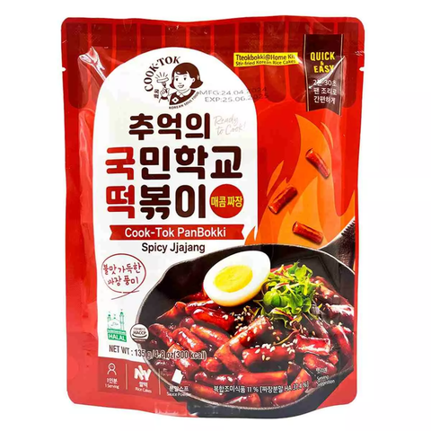 Рисовые клецки COOK-TOK Spicy Jjajang for Pan-frying Токпокки с острым соусом Чачжан, 135 г (Корея)