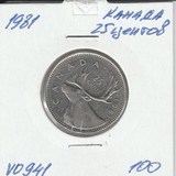 V0941 1981 Канада 25 центов V0941 1981 Канада 25 центов