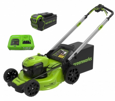 Аккумуляторная самоходная газонокосилка Greenworks GD40LM48SPK5, 40v, 48 см, (2517407UG5A), с аккумулятором 5 А·ч и быстрым зарядным устройством