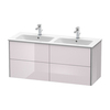 Duravit XSquare XS417502727 База под раковину 1280х478х560 мм, с 4 выдв ящиками, цвет белая сирень глянцевый (для 233613)