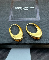 20130- Серьги-конго овальные YSL из латуни с позолотой (дутые)