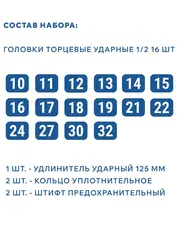 Набор головок торцевых ударных КОБАЛЬТ 1/2