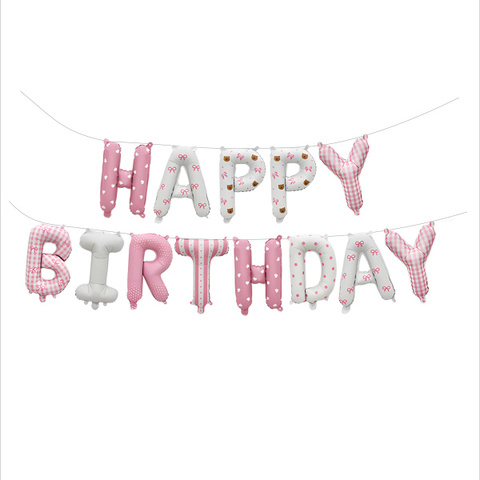 Шар К Надпись, Happy Birthday, Белый/Розовый, 16''/41 см (под воздух)