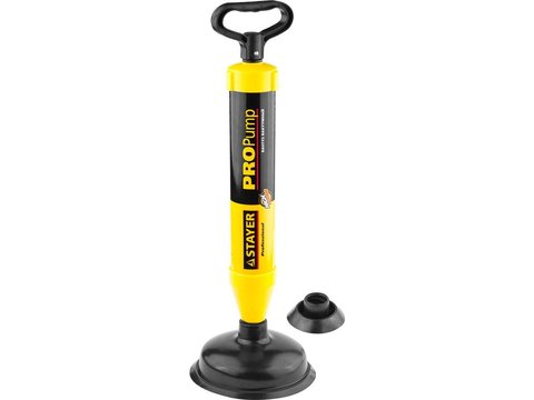 STAYER PROPump, d 70, 160 мм, вакуумный вантуз с двумя адаптерами, Professional (51925)