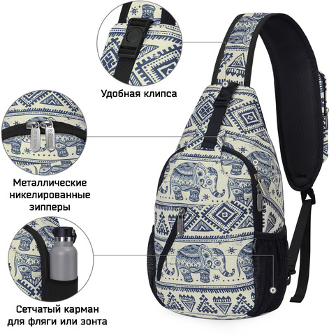 Картинка рюкзак однолямочный Nevo Rhino 8999-1-NW Lucky Elephant - 5