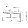 Duravit XSquare XS417504040 База под раковину 1280х478х560 мм, с 4 выдв ящиками, цвет черный глянц.(для 233613)
