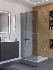 BelBagno UNO-L-1-TB-80-GR-Cr Душевая перегородка универсальная с односторонним входом, стекло графит, профиль хром, 800x2000 мм фото