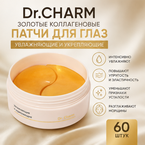 Патчи золотые коллагеновые для глаз 60шт Dr.CHARM