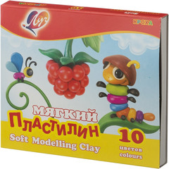 Пластилин восковой Луч Кроха 10 цветов 165 г со стеком