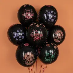 Шар (12''/30 см) Волшебный Хэллоуин, Черный, пастель, 5 ст