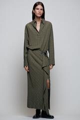 ZARA ПЛАТЬЕ МИДИ В КЛЕТКУ С ФУРНИТУРОЙ, ЗЕЛЕНЫЙ/СЕРЫЙ