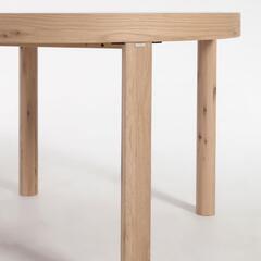 Extendable Раздвижной круглый стол с дубовым шпоном и ножками из массива дерева Ø120(170)x12