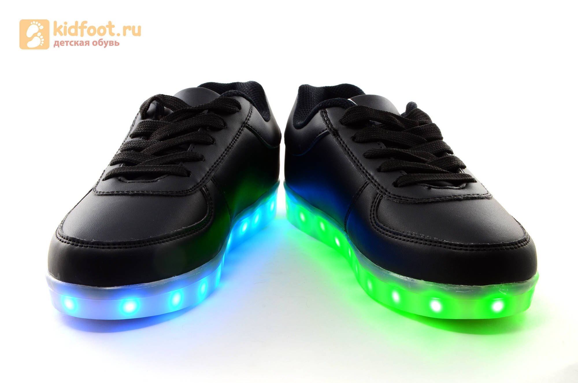 Светящиеся кроссовки с USB зарядкой Fashion (Фэшн) на шнурках, цвет черный, светится вся подошва
