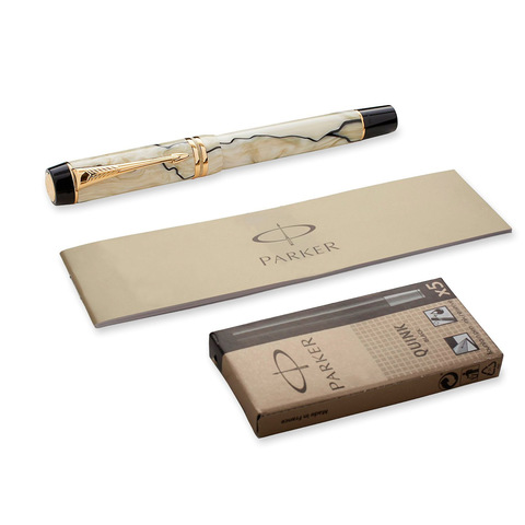 Ручка перьеваяParker Duofold Centennial F185, Pearl & Black, M (S0767400)