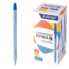 
          Ручка шариковая Alingar, 0,7 мм, синяя, игольчатый наконечник, грип, шестигранный цветной пластиковый корпус, карт. уп.