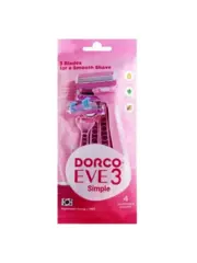 DORCO EVE 3 Simple однораз.станок 4шт.плав.гол.с 3лезв. увл.п,прорез.ручка (Ю.Корея)