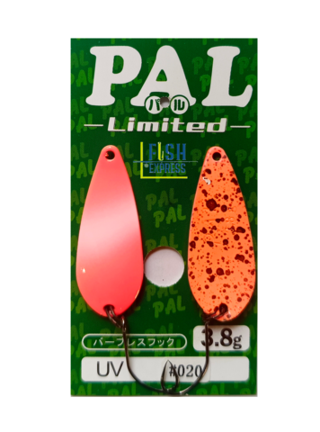 Блесна колеблющаяся на форель FOREST PAL LTD 3.8г # 020 UV (спартак\подложка оранжевая с чёрными точками)