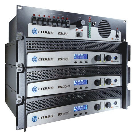 Crown DSi 2000 усилитель c DSP. Стерео:1000 Вт/2 Ом, 800 Вт/4 Ом, 475 Вт/8 Ом Мост: 2000Вт/4Ом