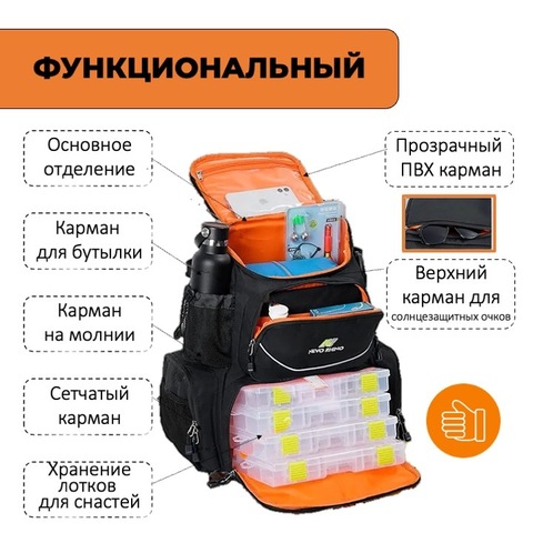 Картинка рюкзак рыболовный Nevo Rhino 9106-NW Black - 4