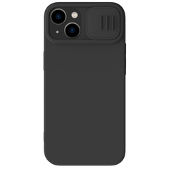 Чехол черного цвета (Classic Black) с мягким шелковистым покрытием для iPhone 14 Plus, Nillkin, серия CamShield Silky Silicone Case