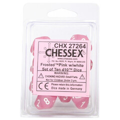 Chessex 10-D10 set Frosted Pink/White