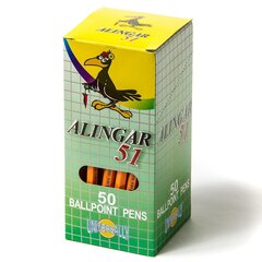 
          Ручка шариковая Alingar, "51", 1 мм, зеленая, шестигранный, оранжевый пластиковый корпус, картонная упаковка