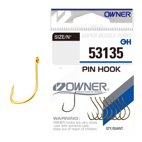 53135 № 8 Крючки OWNER Pin Hook-Gold / продажа от 5 уп.