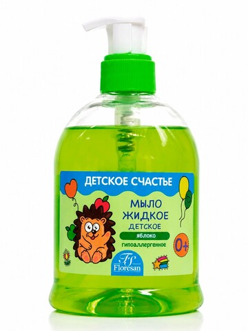 Floresan ДЕТСКОЕ СЧАСТЬЕ Мыло жидкое детское 0+  ЯБЛОКО 500мл (Ф-403)